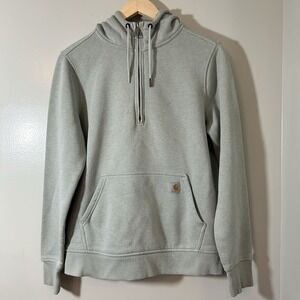 Carhartt Clarksburg Hoodie Women's Medium 8/10 Sage Half-Zip Sweatshirt